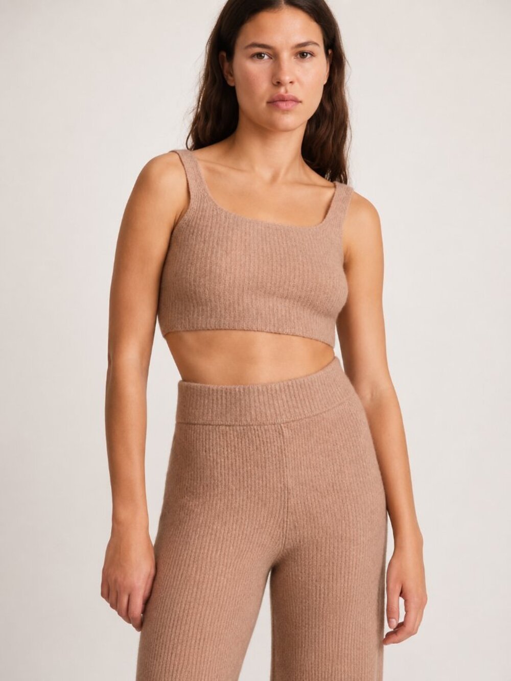 Everlane The Cozy-Stretch Tank Camel Wool Yak Blend Knit Top Size S NWT